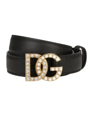Dolce & Gabbana DG Swarovski Crystal & Pearl Leather Belt | Thumbnail 1