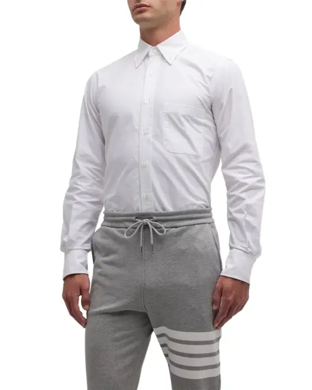 Thom Browne Men 's Classic Sport Shirt w/ Stripes
