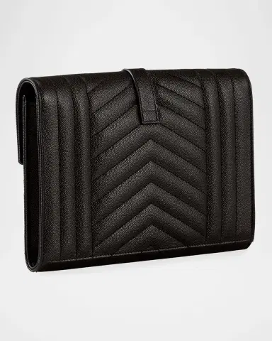 Saint Laurent Envelope Flap YSL Clutch Bag in Grained Leather | Thumbnail 4 Saint Laurent Envelope Flap YSL Clutch Bag in Grained Leather | Thumbnail 4