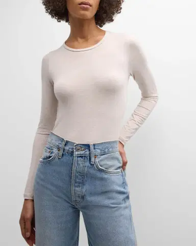 Majestic Filatures Soft Touch Flat-Edge Long-Sleeve Crewneck Top | Thumbnail 7