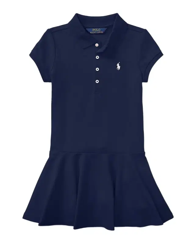 Girl 's Logo Embroidered Drop-Waist Polo Dress, Size 2-6X
