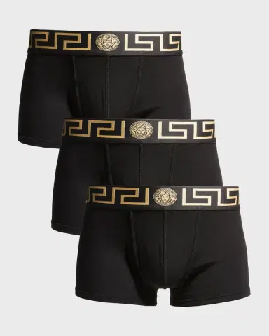 Versace Men's 3-Pack Low Rise Greca Trunk | Thumbnail 2 Versace Men's 3-Pack Low Rise Greca Trunk | Thumbnail 2