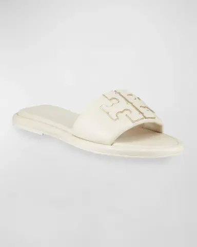 Tory Burch Double T Leather Medallion Slide Sandals | Thumbnail 2
