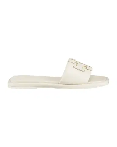 Tory Burch Double T Leather Medallion Slide Sandals | Thumbnail 1