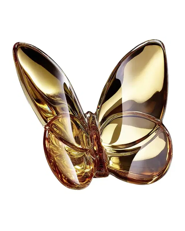 Baccarat 2.5" Lucky Crystal Gold Butterfly