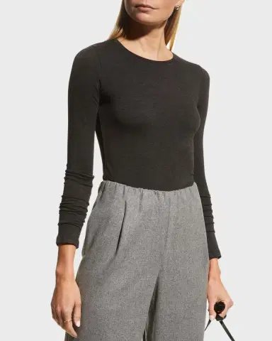 Majestic Filatures Soft Touch Flat-Edge Long-Sleeve Crewneck Top | Thumbnail 4