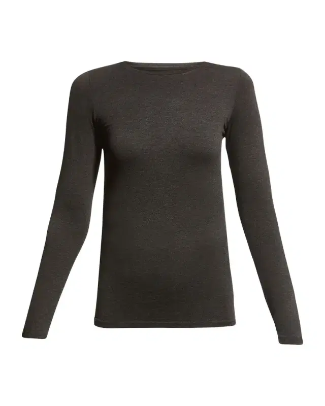 Majestic Filatures Soft Touch Flat-Edge Long-Sleeve Crewneck Top
