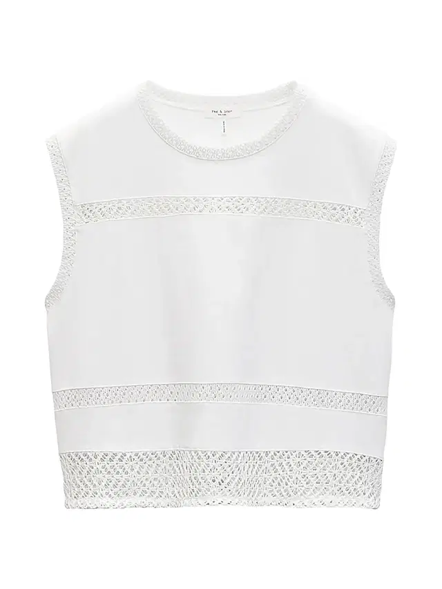 rag & bone Women's Rosie Lace-Trim Cotton Tank - White