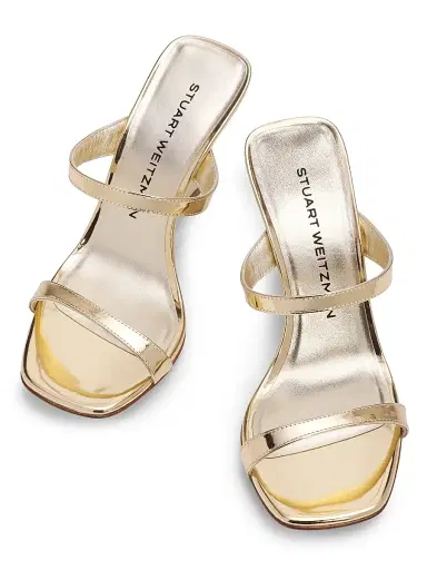 Stuart Weitzman Women's Vinnie 85MM Leather Wedge Sandals - Platino - Size 9 | Thumbnail 4 Stuart Weitzman Women's Vinnie 85MM Leather Wedge Sandals - Platino - Size 9 | Thumbnail 4