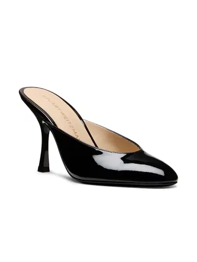Stuart Weitzman Women's Madison 85MM Patent Leather Mules - Black | Thumbnail 2
