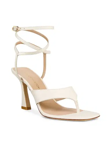 Stuart Weitzman Women's Vinnie 85MM Ankle Wrap Thong Sandals - Cream | Thumbnail 2