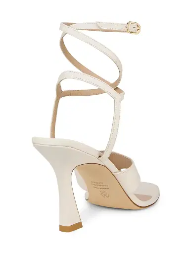 Stuart Weitzman Women's Vinnie 85MM Ankle Wrap Thong Sandals - Cream | Thumbnail 3