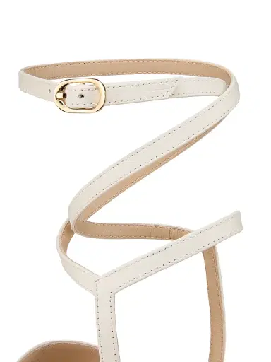 Stuart Weitzman Women's Vinnie 85MM Ankle Wrap Thong Sandals - Cream | Thumbnail 5