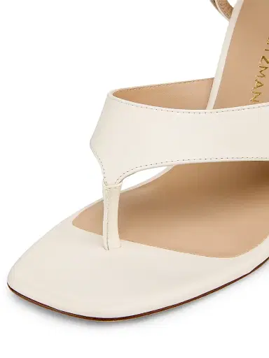 Stuart Weitzman Women's Vinnie 85MM Ankle Wrap Thong Sandals - Cream | Thumbnail 6