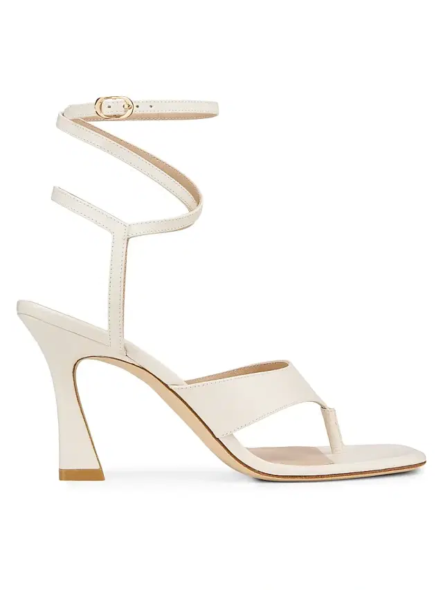Stuart Weitzman Women's Vinnie 85MM Ankle Wrap Thong Sandals - Cream