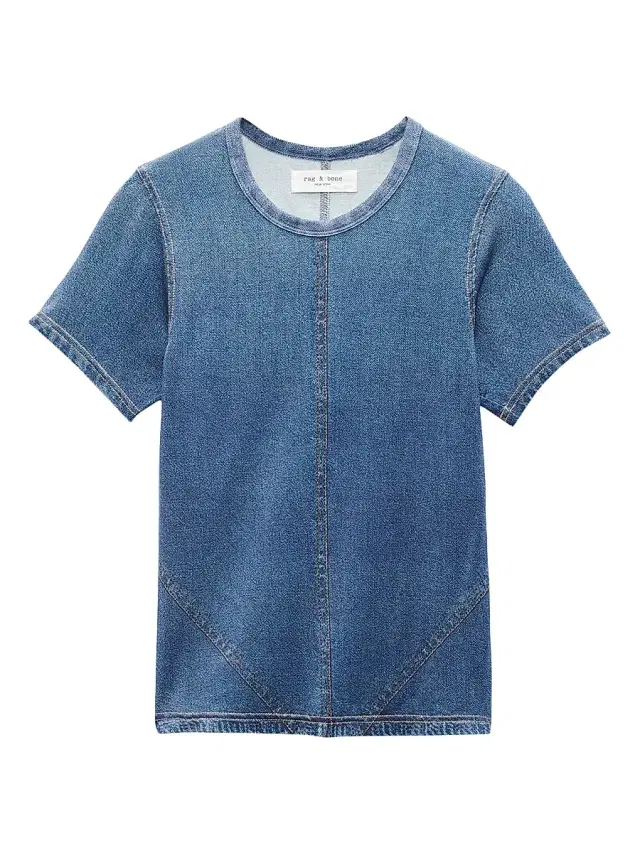 rag & bone Women's rb Miramar Denim-Print T-Shirt - Cosmos