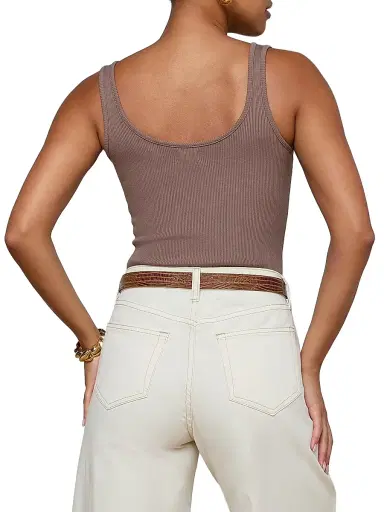 L'Agence Women's Nica Scoopneck Rib-Knit Bodysuit - Cardamom - Size XL | Thumbnail 5 L'Agence Women's Nica Scoopneck Rib-Knit Bodysuit - Cardamom - Size XL | Thumbnail 5