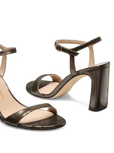 Stuart Weitzman Women's Babette 85MM Textured Leather Sandals - Platino | Thumbnail 4