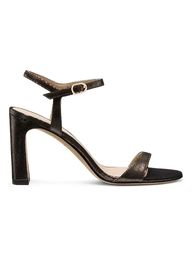 Stuart Weitzman Women's Babette 85MM Textured Leather Sandals - Platino