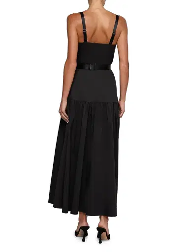 L'Agence Women's Rima Cotton-Blend Maxi Dress - Black - Size 14 | Thumbnail 4