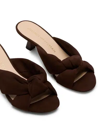 Stuart Weitzman Women's Soplaya 50MM Suede Slip-On Sandals - Walnut | Thumbnail 4
