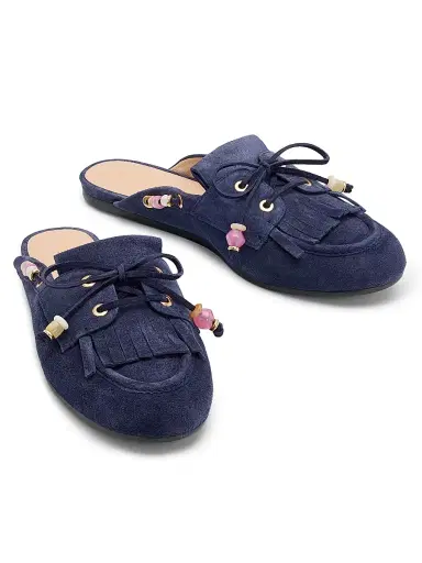 Stuart Weitzman Women's Majorca Tinsley Suede Mules - Nice Blue | Thumbnail 2