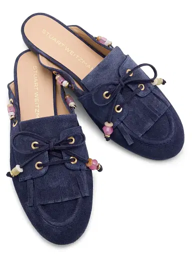 Stuart Weitzman Women's Majorca Tinsley Suede Mules - Nice Blue | Thumbnail 4