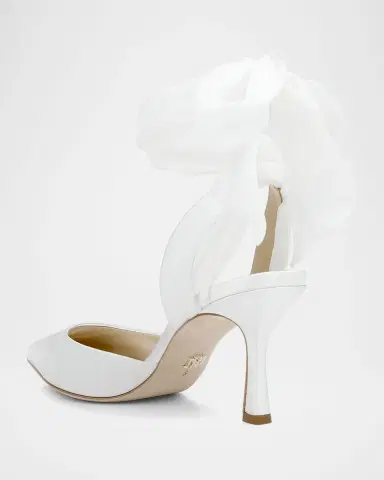 Badgley Mischka Blaze Satin Ankle-Wrap Halter Pumps | Thumbnail 3
