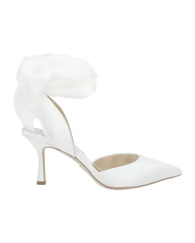 Badgley Mischka Blaze Satin Ankle-Wrap Halter Pumps