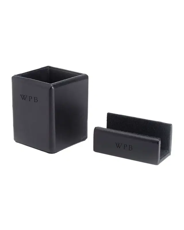 ROYCE New York Monogrammed Leather Executive Desk Accessory Set, Personalized