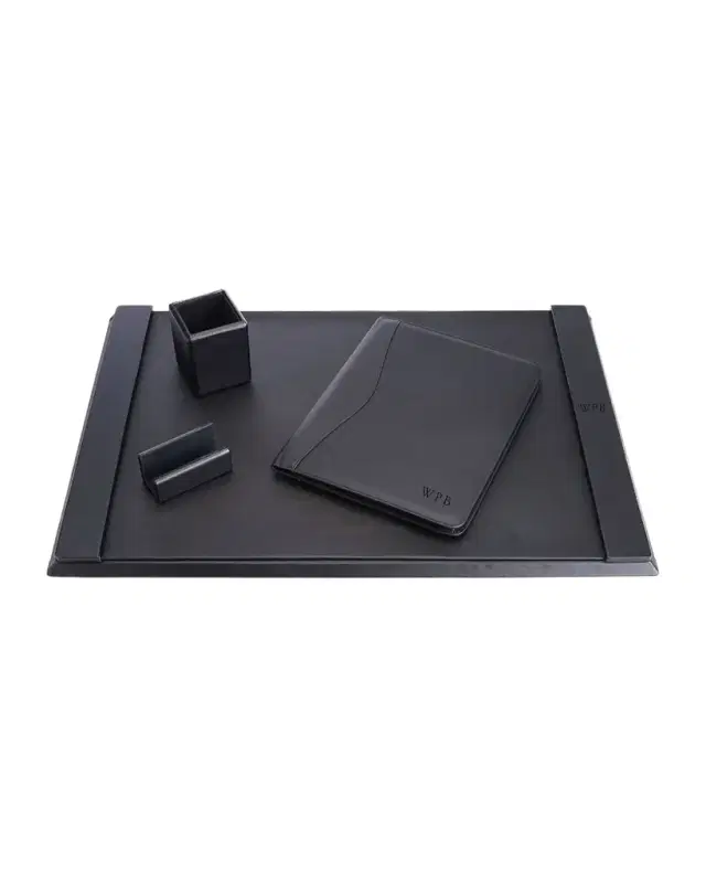 ROYCE New York Monogrammed Leather Executive Portfolio & Desk Accesory Set, Personalized
