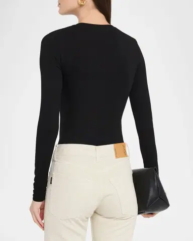 Majestic Filatures Soft Touch Flat-Edge Long-Sleeve Crewneck Top | Thumbnail 3