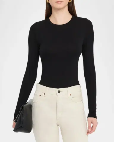 Majestic Filatures Soft Touch Flat-Edge Long-Sleeve Crewneck Top | Thumbnail 4