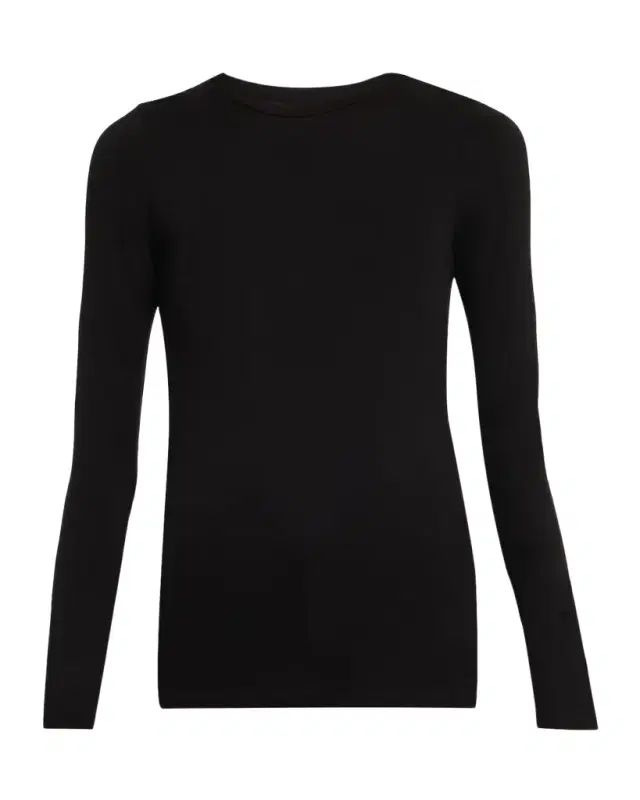 Majestic Filatures Soft Touch Flat-Edge Long-Sleeve Crewneck Top