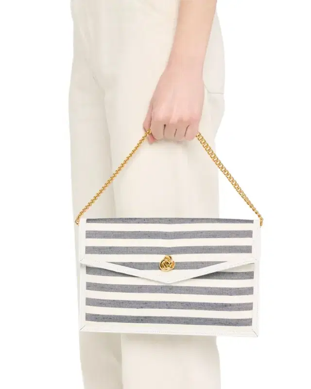 MICHELLE WILHITE Brick Envelope Striped Clutch Bag