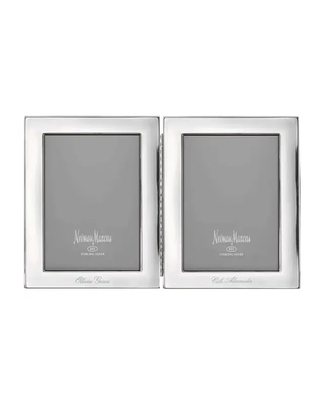 Cunill America Tiffany Plain Hinged Double Personalized Frame, 4" x 6"