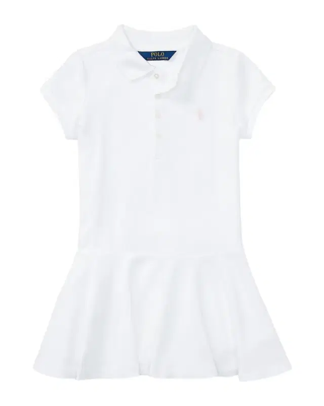 Girl 's Short-Sleeve Knit Drop-Waist Polo Dress