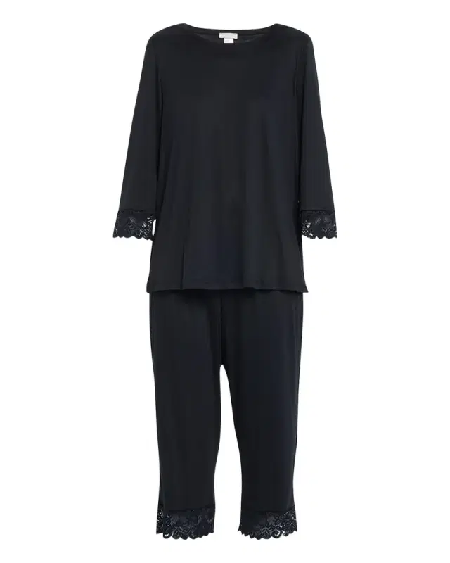 Hanro Moments Lace-Trim Cropped Pajama Set