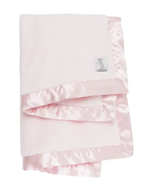 Little Giraffe Chenille Solid Plush Baby Blanket w/ Satin Border