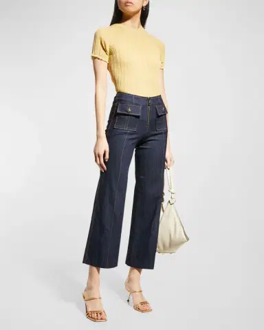 Cinq a Sept Azure Wide-Leg Stitched Pants | Thumbnail 2