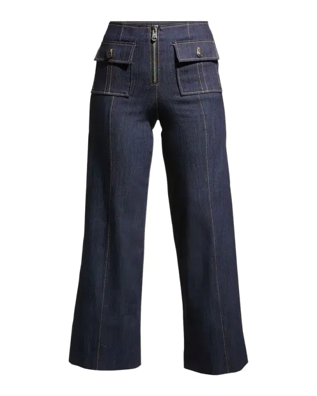 Cinq a Sept Azure Wide-Leg Stitched Pants
