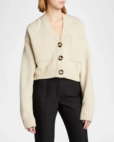 Proenza Schouler Solid Cropped Cashmere Cardigan | Thumbnail 3 Proenza Schouler Solid Cropped Cashmere Cardigan | Thumbnail 3