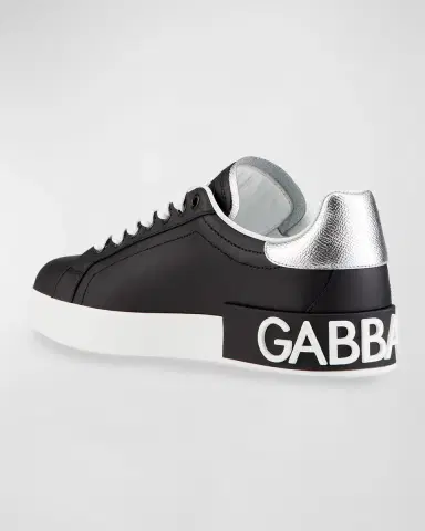 Dolce & Gabbana Leather Logo Low-Top Sneakers | Thumbnail 4 Dolce & Gabbana Leather Logo Low-Top Sneakers | Thumbnail 4