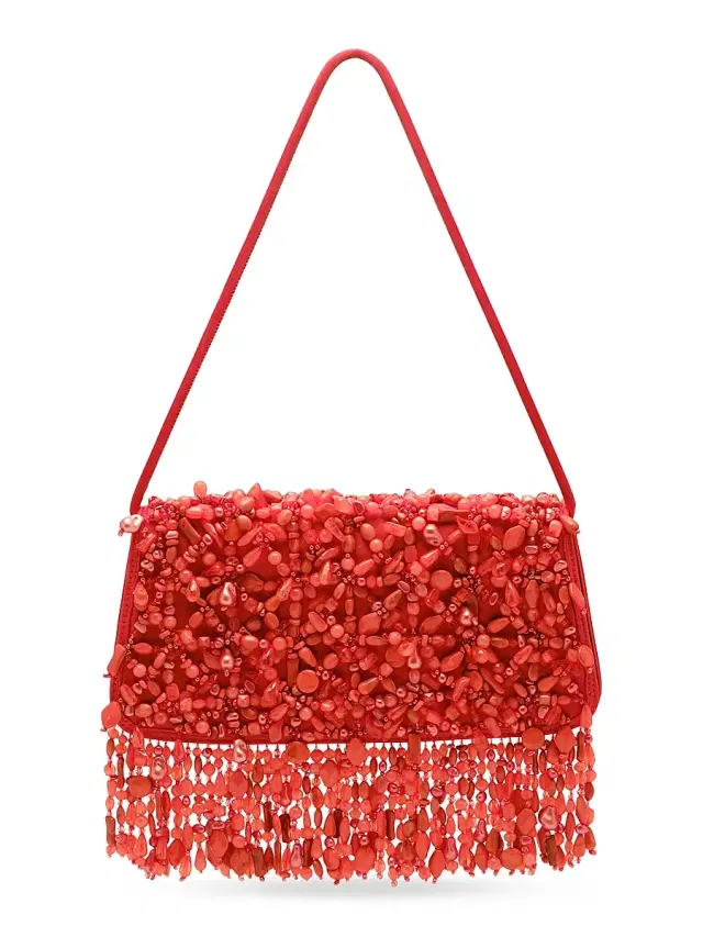 Cult Gaia Women's Idalia Bead-Embellished Satin Shoulder Bag - Canyon