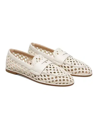 Stuart Weitzman Women's Spencer Woven-Leather Penny Loafers | Thumbnail 3 Stuart Weitzman Women's Spencer Woven-Leather Penny Loafers | Thumbnail 3
