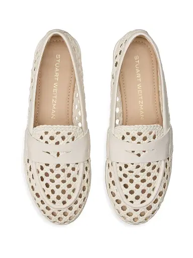 Stuart Weitzman Women's Spencer Woven-Leather Penny Loafers | Thumbnail 5 Stuart Weitzman Women's Spencer Woven-Leather Penny Loafers | Thumbnail 5