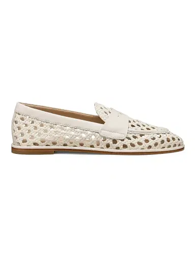 Stuart Weitzman Women's Spencer Woven-Leather Penny Loafers | Thumbnail 1 Stuart Weitzman Women's Spencer Woven-Leather Penny Loafers | Thumbnail 1