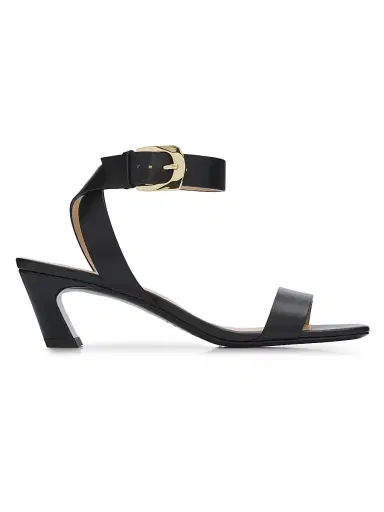 Stuart Weitzman Women's Sai 50MM Leather Block-Heel Sandals - Black | Thumbnail 1