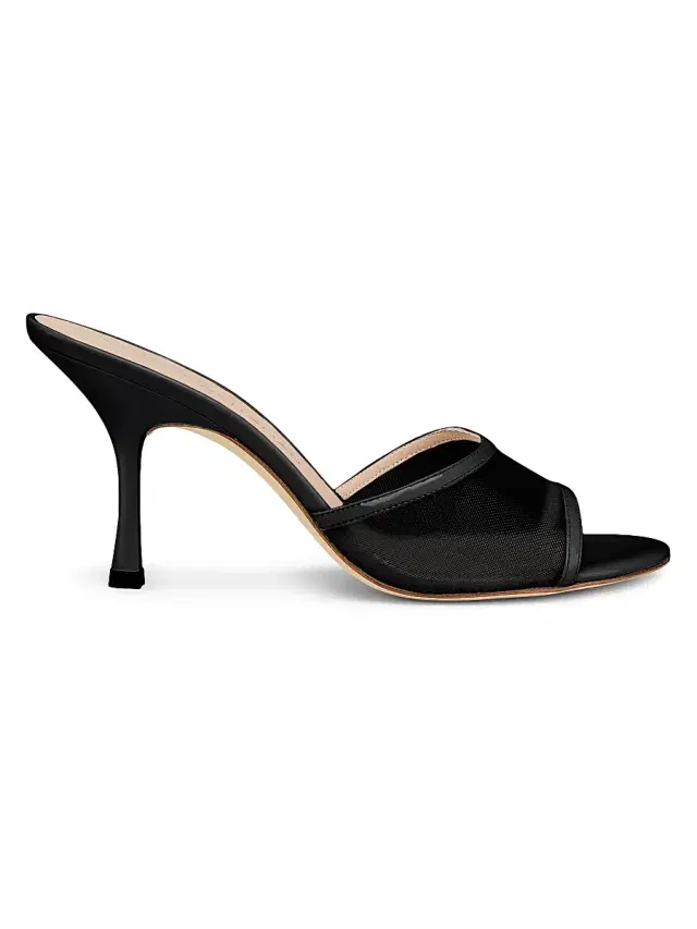 Stuart Weitzman Women's Bareitall 85MM Mesh-Patent Leather Sandals - Black