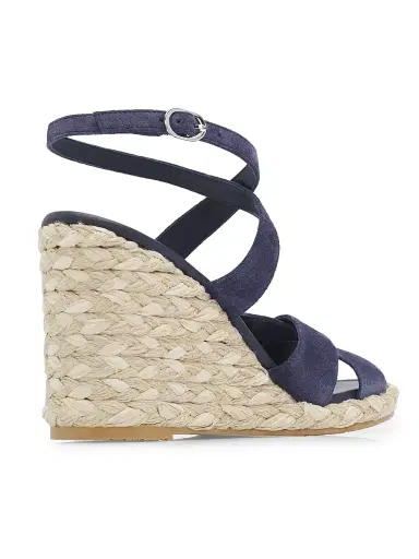 Stuart Weitzman Women's Alyssa Snake-Embossed Leather Wedge Sandals - Nice Blue | Thumbnail 3